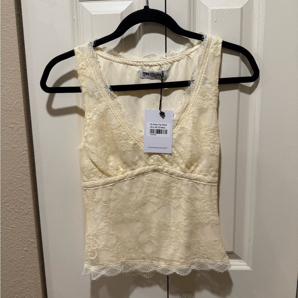NWT Princess Polly Far Away Top Yellow Lace Y2K inspired Romantic Boho chic,6 - Picture 10 of 12